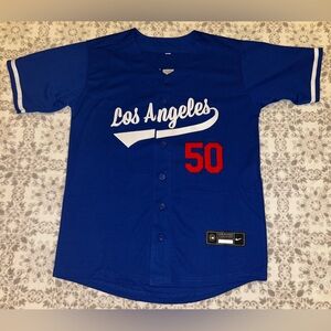 Youth customized Dodgers #50 Mookie Betts size Large stitched Jersey. NWOT
